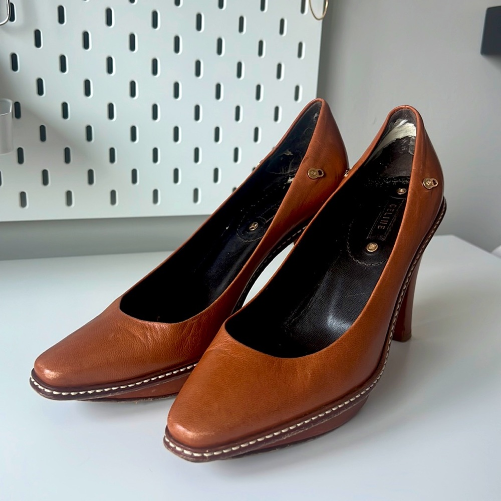 Celine Heels Brown Leather Pump Heel